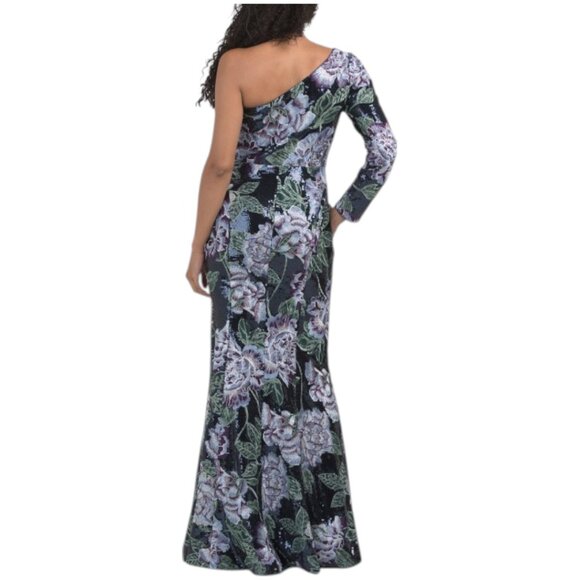 MARCHESA One Shoulder Long Sleeve Gown - Picture 2 of 3